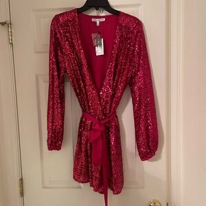 Express x Olivia Culpo pink sequin wrap dress